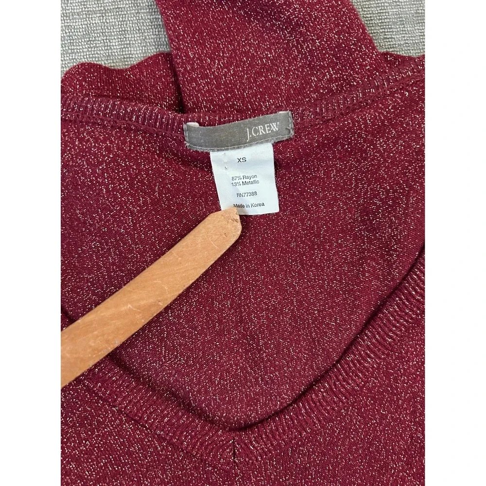 J. Crew Red Gold Metallic Sparkle Sweater‎  XS Holiday Glam Party